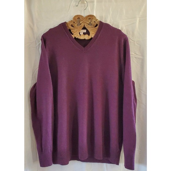 Gap Pullover Men’s XL Plum Slub Merino Wool V Neck Sweater - Picture 1 of 2